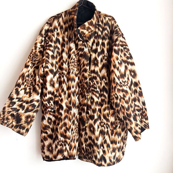 Vintage Tiger Animal Print Quilted Silk Lightweight Jacket Reversible XL - Picture 5 of 5